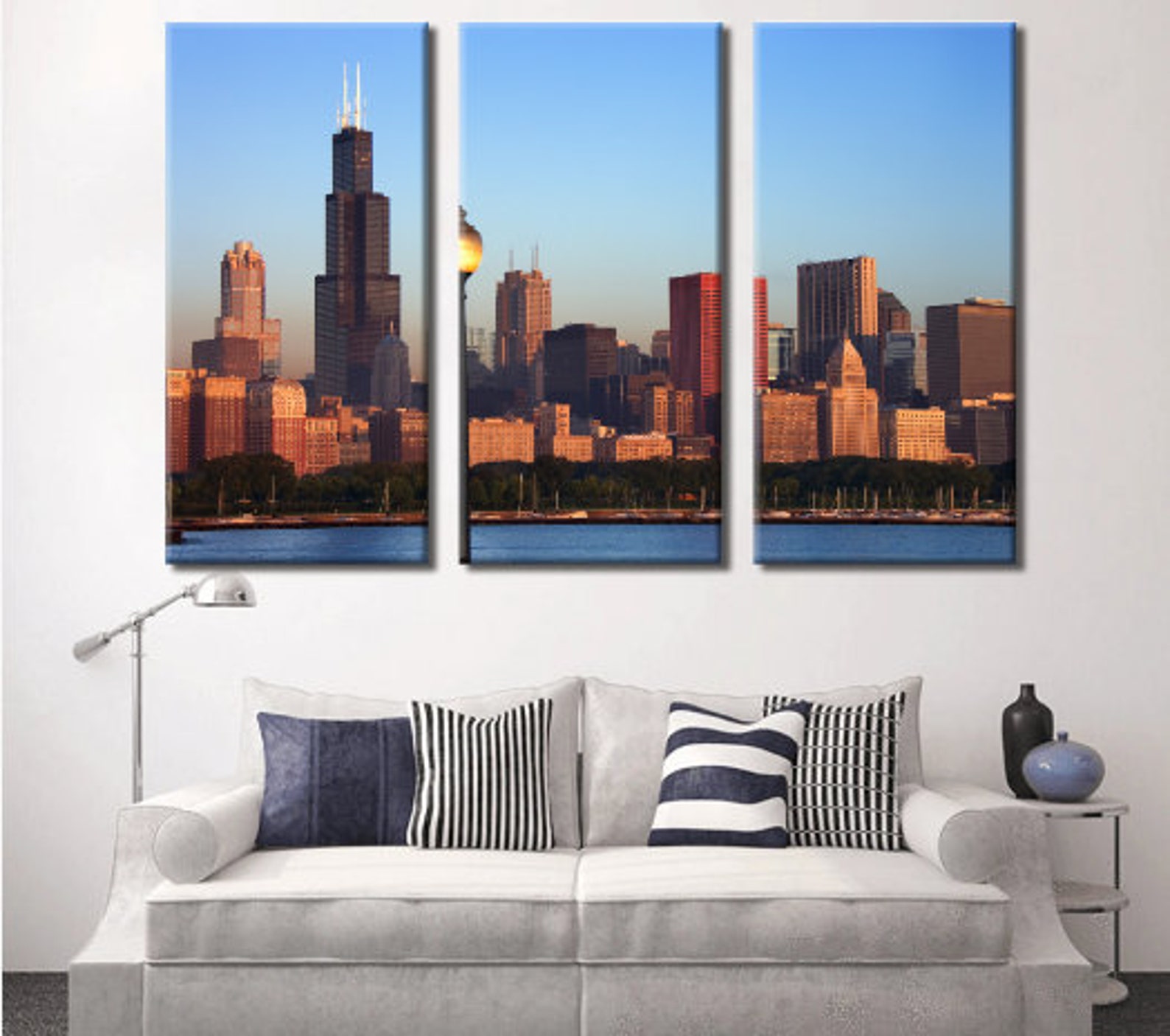 Chicago Skyline Chicago Wall Art Canvas Chicago Print Art Etsy