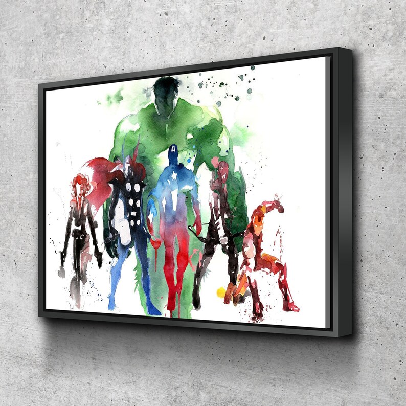 Marvel Super Heroes Avengers Canvas Wall Art Framed Print Etsy