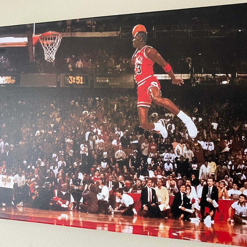 Michael Jordan Free Throw Line Dunk Poster Canvas Wall Art Etsy
