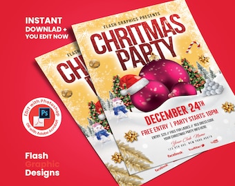 DIY EDITABLE Custom Flyer Template Christmas Party Flyer, Christmas Flyer, Ad, Social Media, Nieuwjaar