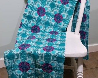 Bespoke, bohemian, screen printed bed runner, with kantha stitch.