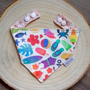 Sommer Katzen oder Hunde Bandana - Strand Haustier Halstuch - Wendebandana für Katzen - Muschel Hundeschal - Regenbogen Katzenhalsband Bandana