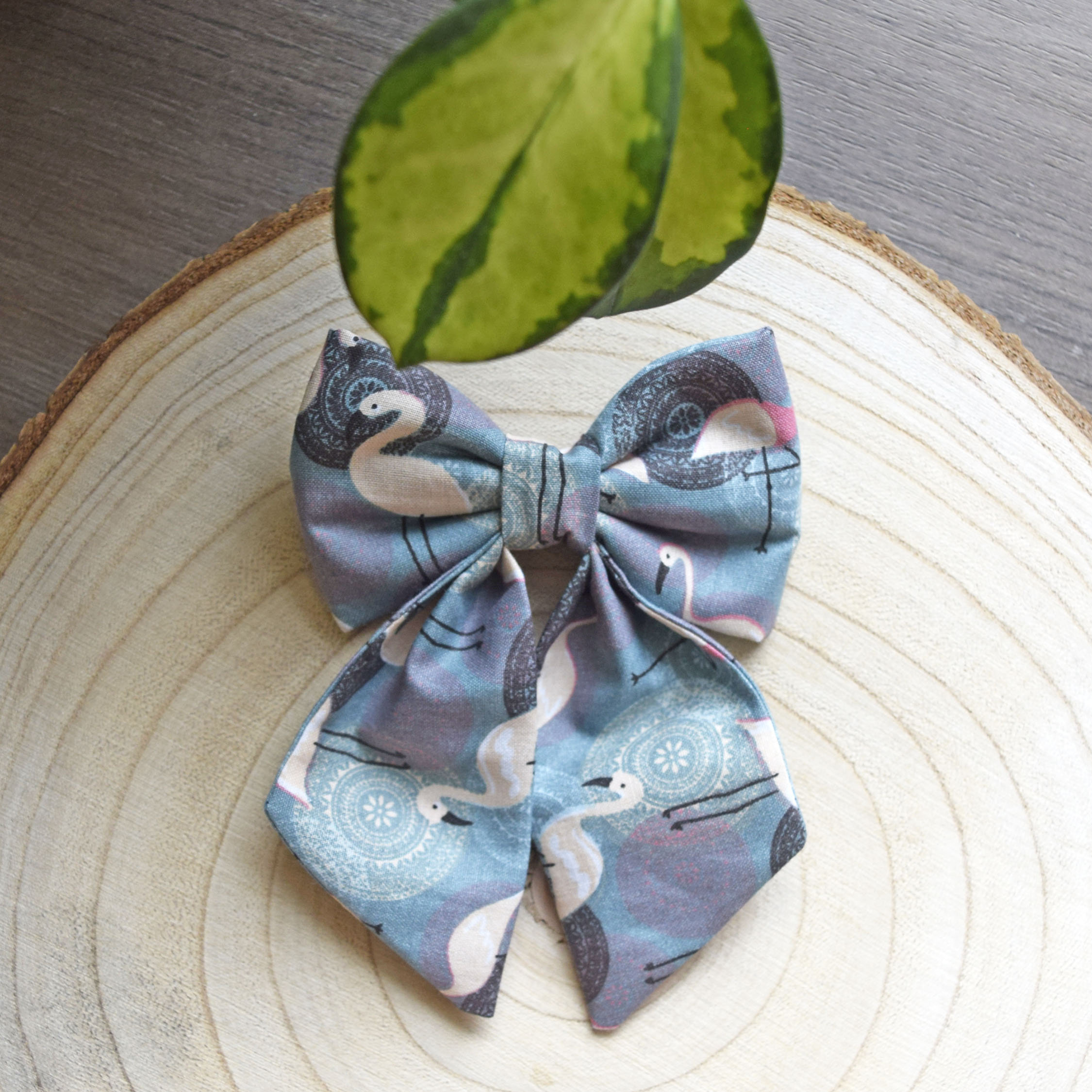 Flamingo Cat Sailor Bowtie - Tropical Dog Sailor Bow Tie - Summer Pet Sailor Bows - Removable Puppy Collar Bowtie - Pink Bird Sailor Bowtie