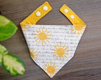 You Are My Sunshine Bandana für Katzen oder Hunde - Sun Haustier Halstuch - Boho Katzenhalstuch mit Druckknöpfen - Polka Dot Bandana