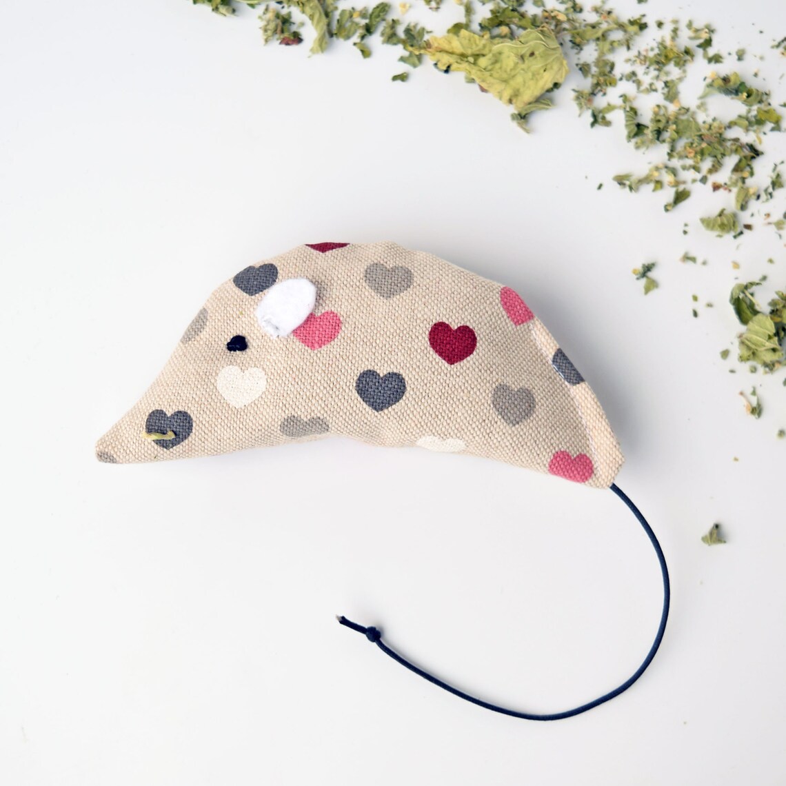 Organic Catnip Mouse Toy Small Cat Toy Heart Print Kicker Etsy