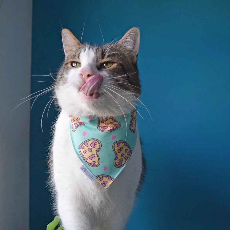 Pizza Love Cat Bandana Reversible Valentine's Day Etsy