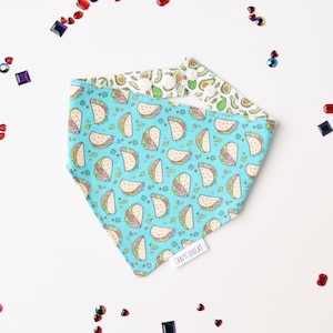 Reversible Taco Cat or Dog Bandana - Avocado Fruit Pet Neckerchief - Summer Taco Party Bandana - Cinco De Mayo Kitten/ Puppy Scarf