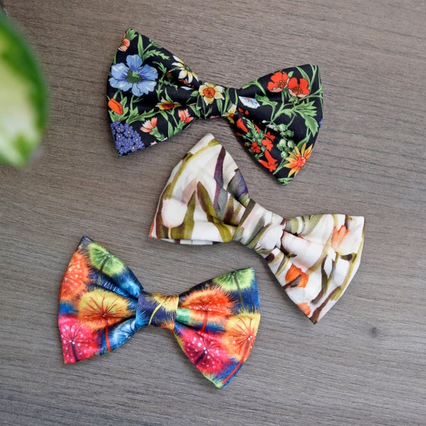 Pack of 3 Pet Bowties - Spring Cat Bowtie Set - Flower Dog Bow Ties - Bundle Of Three Summer Bowties - Fall or Autumn Bowtie for Dogs