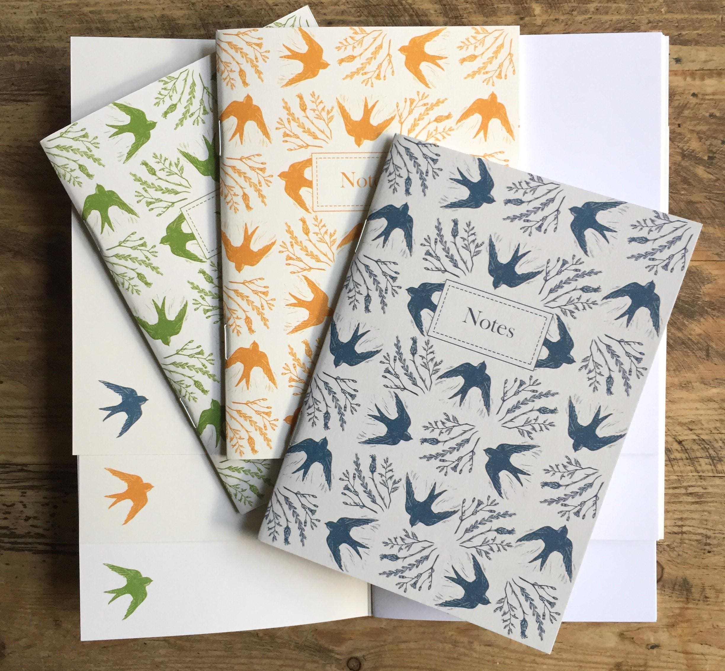 A6 Notebooks : Swifts designs. 32 blank pages for notes, lists, sketches & doodles. Holiday journal. Great gift ideas.