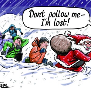 Kerstkaart verloren kerstman
