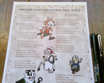 Woodland Creatures Fell Race Poem Print