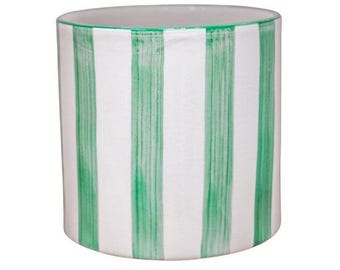 Paros Green Painted Stripe Planter