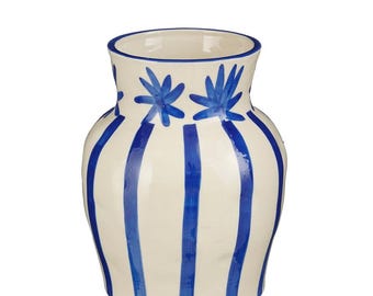 Ceramic Stripe Vase – Blue