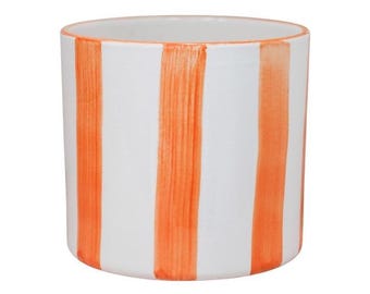 Paros Orange Painted Stripe Planter