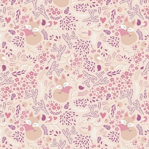 Fabrics with a sleeping fox cut beige background (cotton by the meter) 10