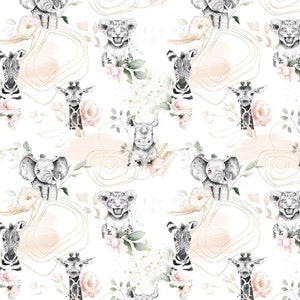 Pastel Floral Baby Safari Cut Fabric