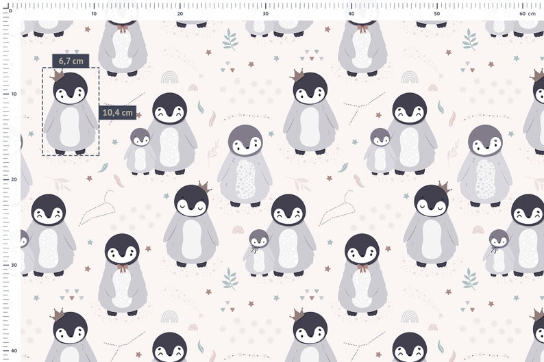 Tissus à la coupe my little pingouin fond blanc coton au mètre image 2