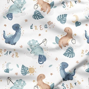 Cut fabrics Dino dream white background (cotton by the meter)