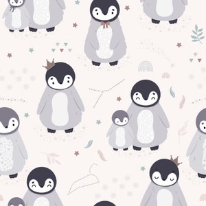 Fabrics cut my little penguin white background (cotton by the meter)