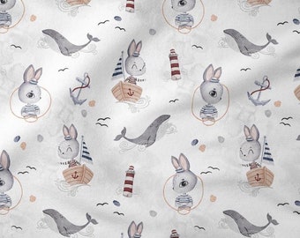 Sailor rabbit cut fabric (cut cotton)
