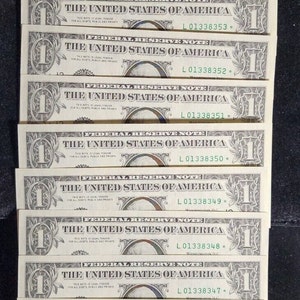 2003 One Dollar Bill STAR Note Uncirculated Consecutive FREE SHIPPING unc cu frn sequential