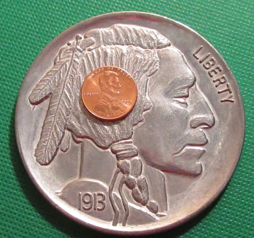Giant Jumbo 1913 US Buffalo Nickel Magic Coin Trick Prop FREE