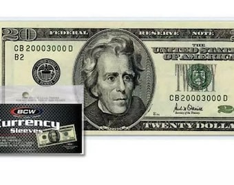 Packs of 100 Plastic Currency Sleeves for Regular Sized US Bills  -Fits up to 6 1/4 x 2 5/8 Notes FREE SHIPPING