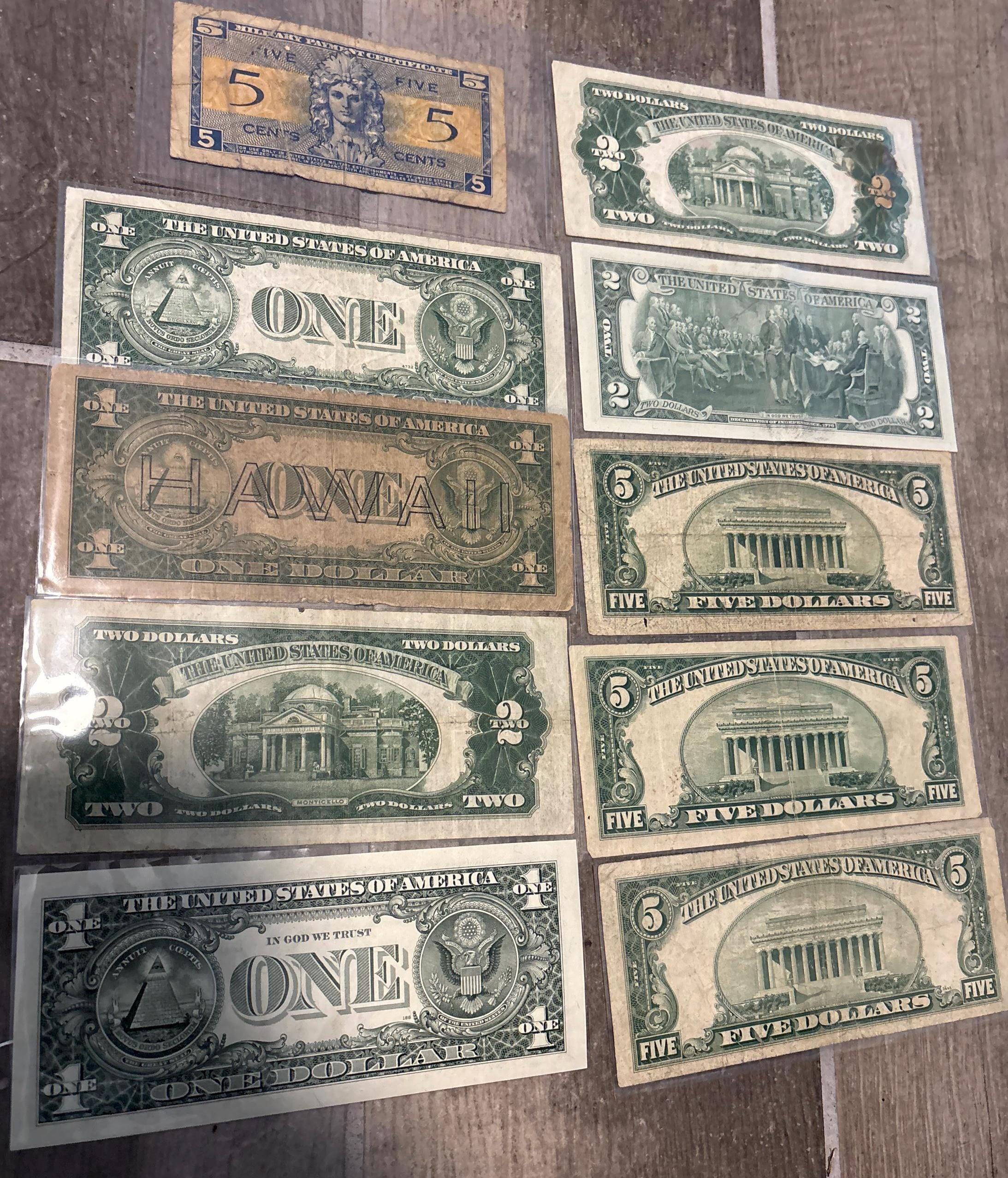 Collection Lot of Vintage Rare US Currency 10 Different Collectible ...