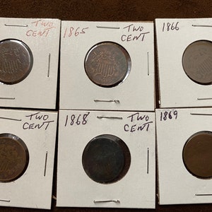1 - Two Cent Piece US Civil War Era Coin 1864 - 1872 2-Cents FREE SHIPPING Pick the year