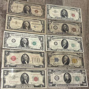 Collection Lot of Vintage Rare US Currency 10 Different Collectible Notes Free Shipping TYPE SET large