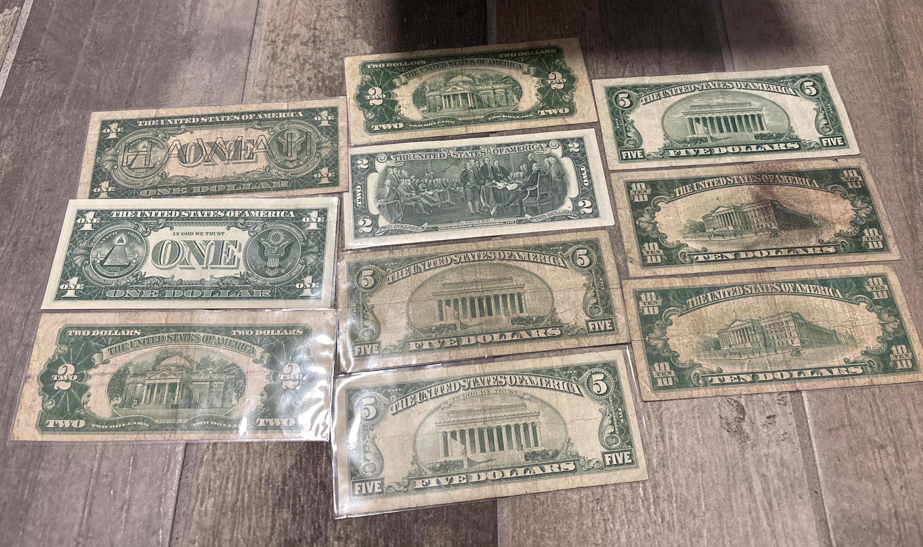 Collection Lot of Vintage Rare US Currency 10 Different Collectible ...