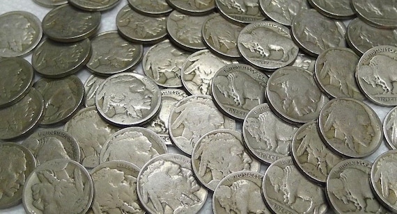 BUFFALO NICKELS NO DATE COINS ONE ROLL/40 COINS 