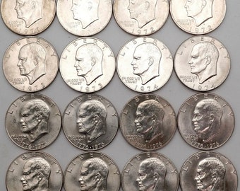 1971 to 1978 P D Eisenhower Ike Dollar Complete Uncirculated 16 Coin Run BU Set FREE SHIPPING