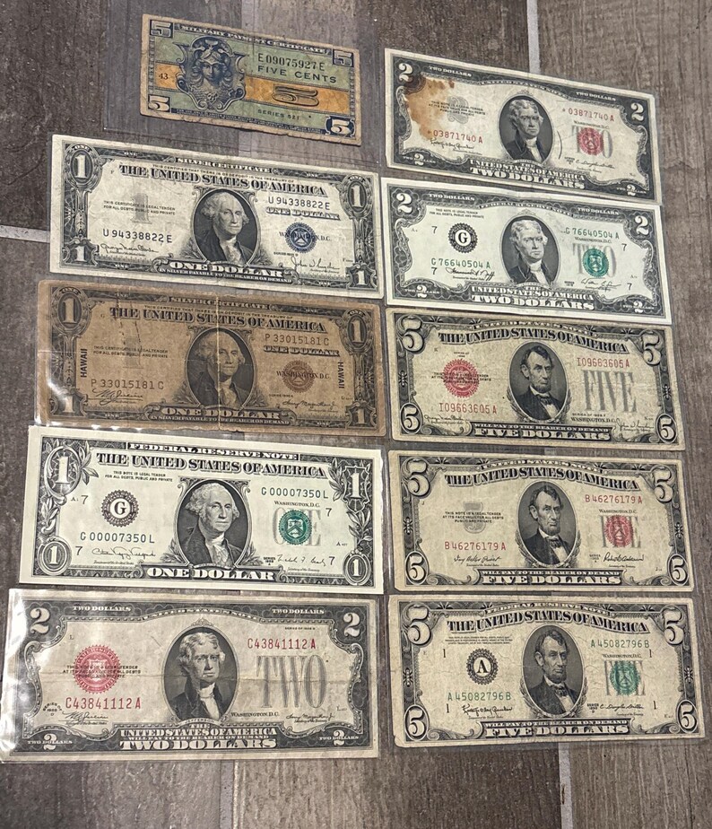 Collection Lot of Vintage Rare US Currency 10 Different Collectible ...