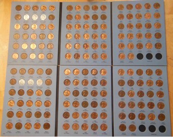 Complete 1941-1974 P D S Lincoln Cent Set (87 COINS) in Whitman