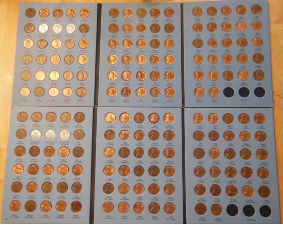 Complete 1941-1974 P D S Lincoln Cent Set (87 COINS) in Whitman