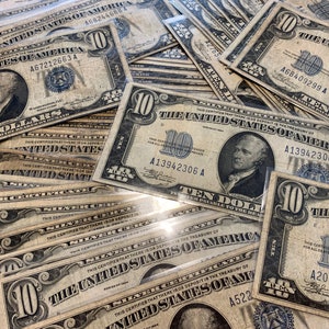 1934 10 Dollar Bill Silver Certificate Blue Seal Nice Condition Note FREE SHIPPING