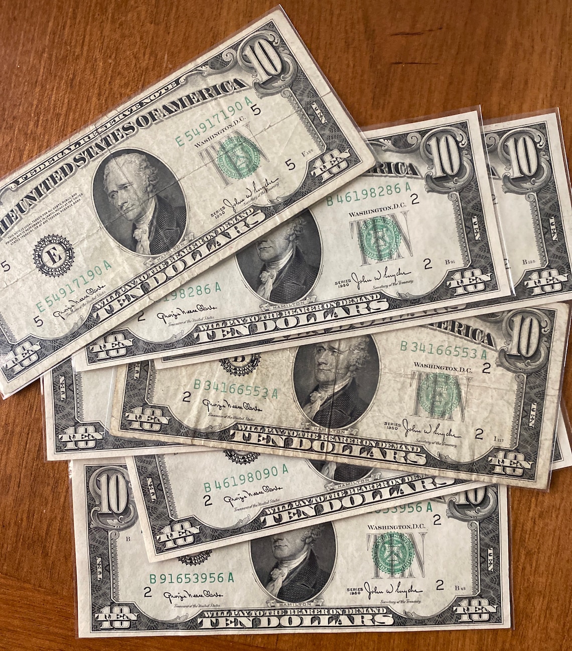 1950 10 Dollar Federal Reserve Note Frn United States Green Seal Series ...