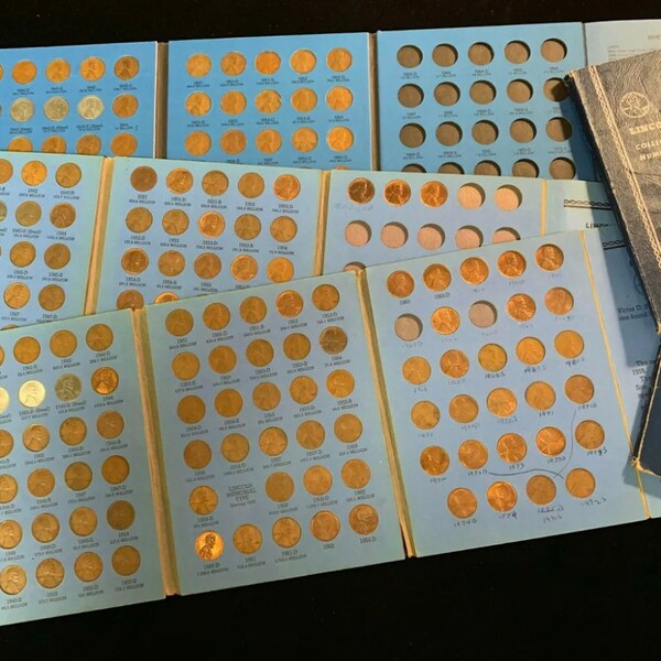 Complete 1941-1958 P D S Lincoln Wheat Cent Set (51 COINS) in Whitman Folder FREE SHIPPING