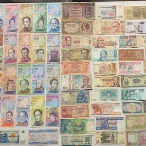 Collection of 100 Different World Mixed Foreign Banknotes Currency ...