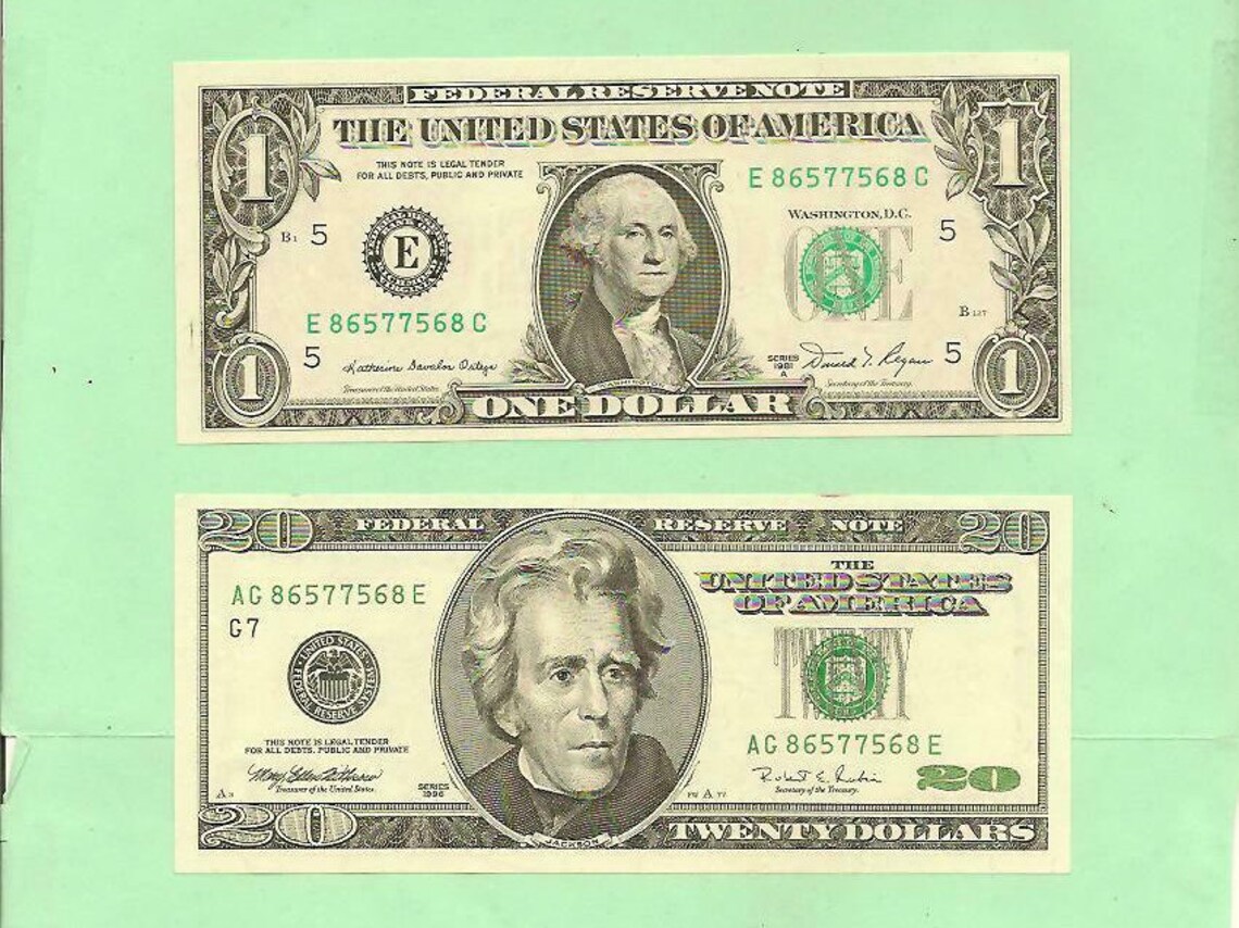 2 US Dollar Bills With Identical Matching Radar Serial Numbers Etsy