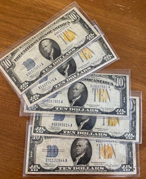1934A 10-dollar Silver Certificate North Africa Gold / Yellow Seal