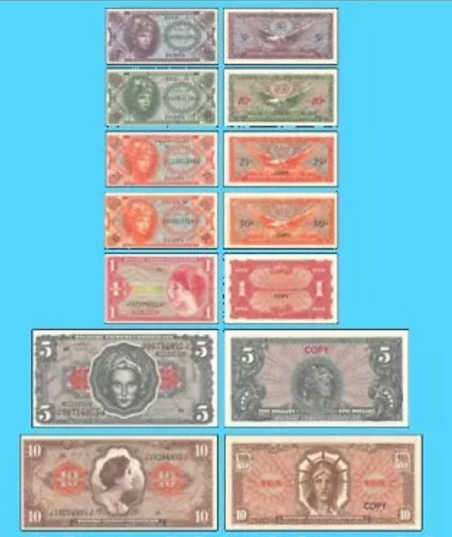 Complete Replica Set of Series 641 Military Payment Certificates