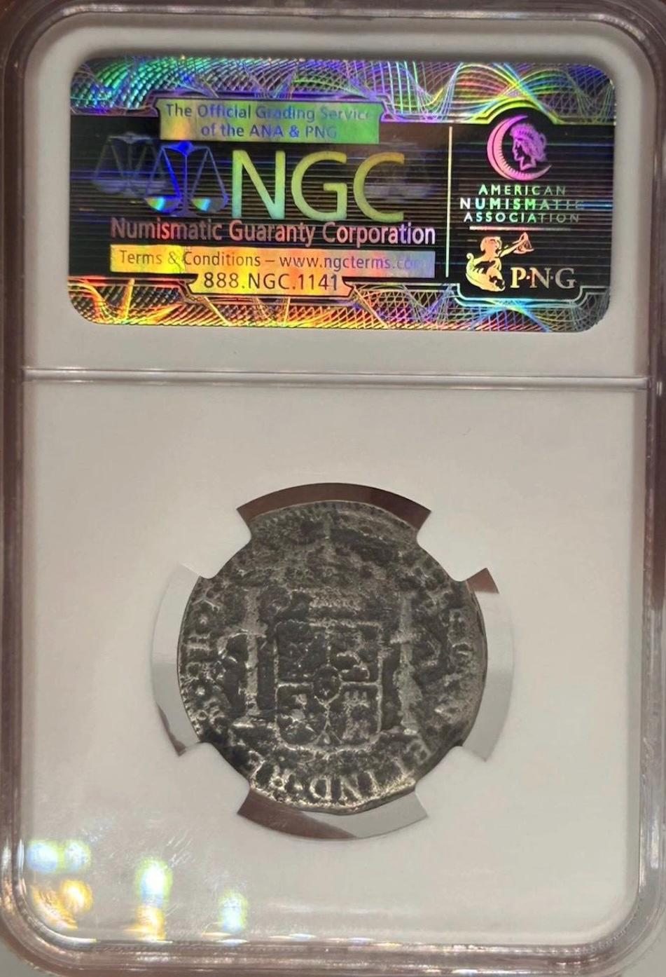 1783 Shipwreck Silver Coin El Cazador Mexico 2 Real NGC Certified
