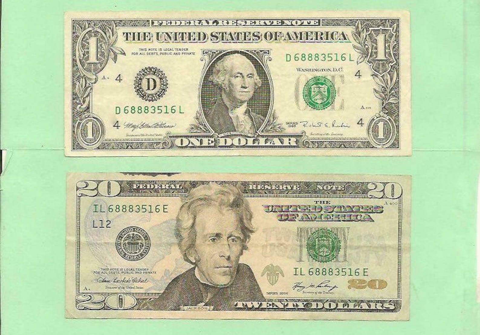 2 US Dollar Bills With Identical Matching Serial Numbers FREE | Etsy