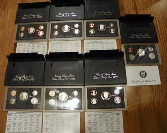 Complete Run of 7 US Silver Proof Sets 1992-1998 FREE SHIPPING Mint Collection