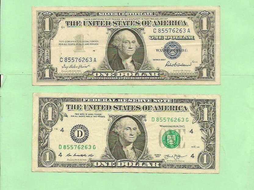 2 US Dollar Bills With Identical Matching Serial Numbers FREE Etsy