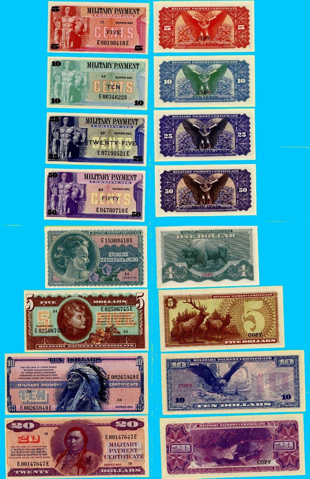 アメリカ軍　軍事支払い証明書　6枚セット Military payment certificate - Etsy 日本