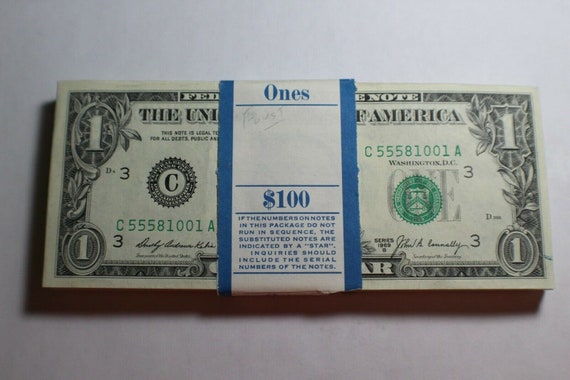 10 Consecutive Serial # US $1 DOLLAR BILLS Uncirculated in 10-Pocket PORTFOLIO