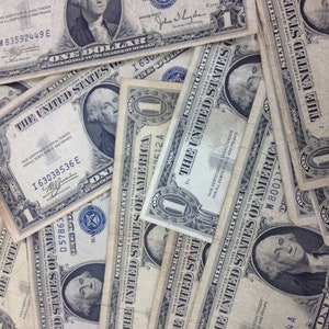 50 1-dollar Vintage US Silver Certificates 1935 1957 Average